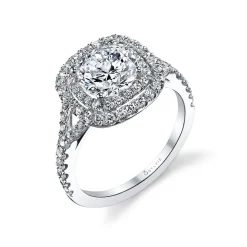 Sylvie Collection 14K White Gold Double Halo Ring Setting