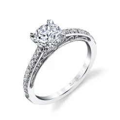 Sylvie Collection 14K White Gold Round Engagement Ring Setting