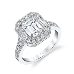 Sylvie Collection 14K White Gold Halo Engagement Ring Setting