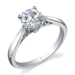 Sylvie Collection 14K White Gold Round Engagement Ring Setting