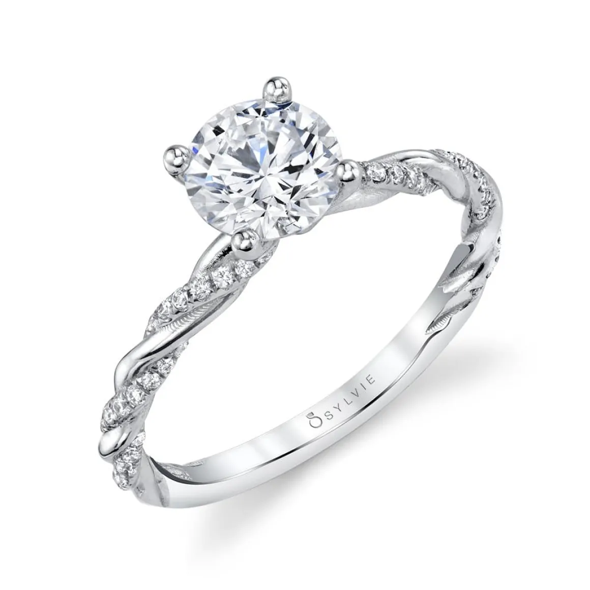 Sylvie Collection 14K White Gold Round Engagement Ring Setting
