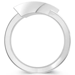 UCONN Diamond Engraved Geometric Ring in Sterling Silver