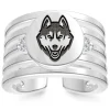 UCONN Diamond Logo Engraved Multiband Ring in Sterling Silver
