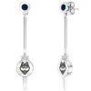 UCONN Diamond Logo Engraved Enamel Dangle Earring in Sterling Silver