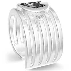 UCONN Diamond Logo Engraved Multiband Ring in Sterling Silver