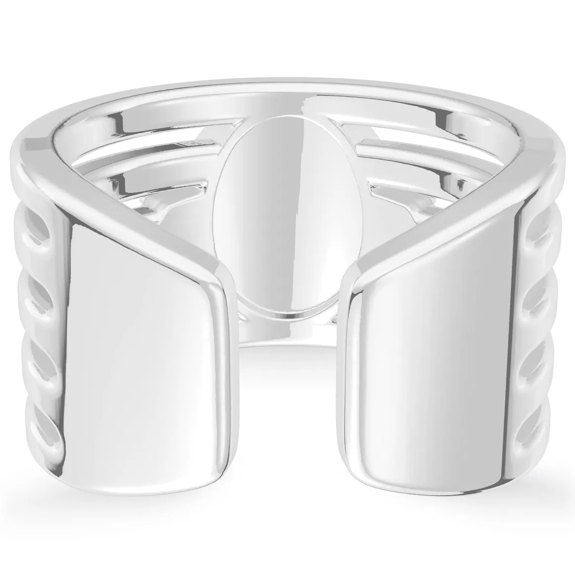 UCONN Diamond Logo Engraved Multiband Ring in Sterling Silver