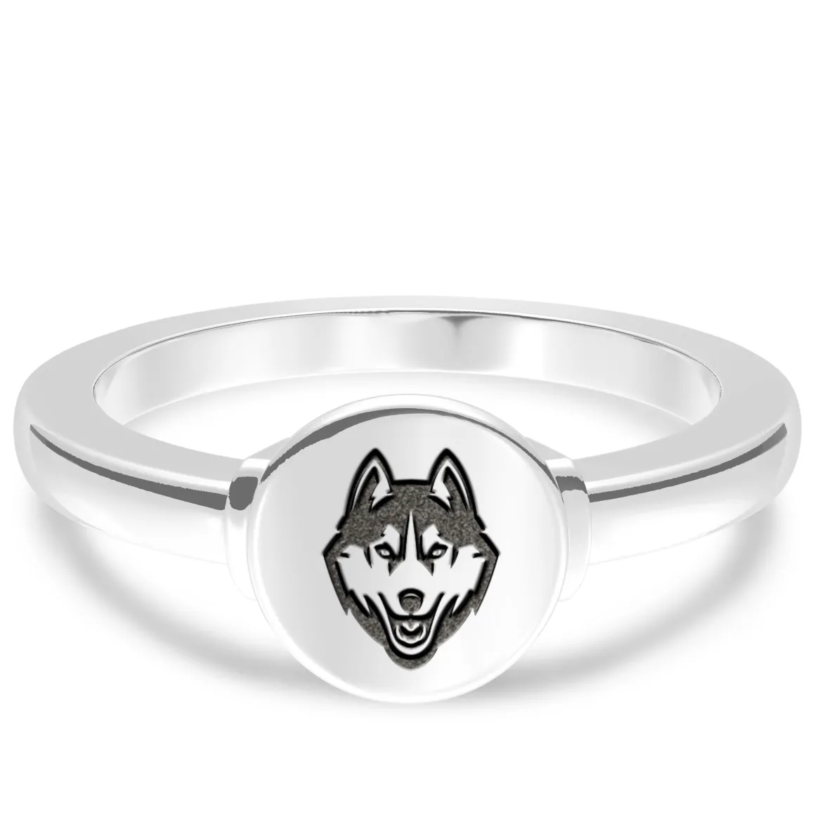 UCONN Logo Engraved Ring in Sterling Silver