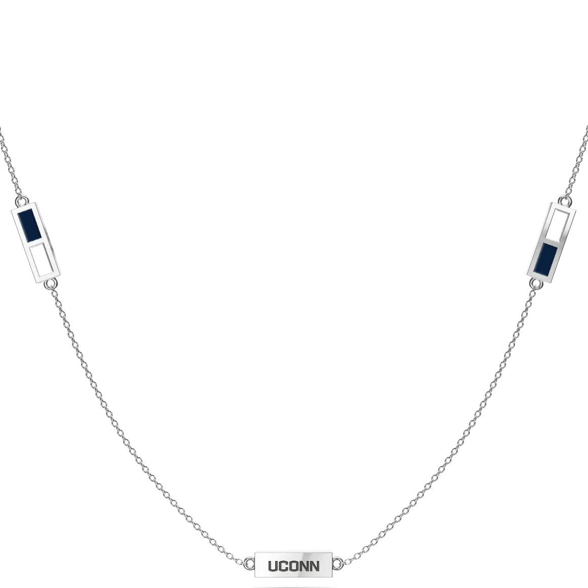 UCONN Triple Station Necklace in Sterling Silver