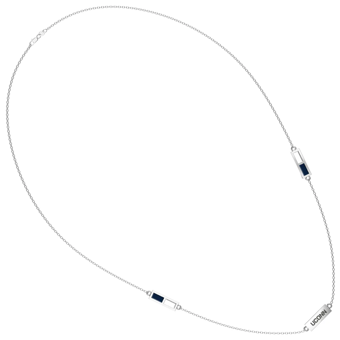 UCONN Triple Station Necklace in Sterling Silver