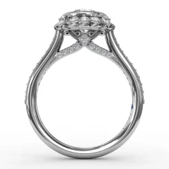 Vintage Scalloped Halo Engagement Ring With Milgrain Details