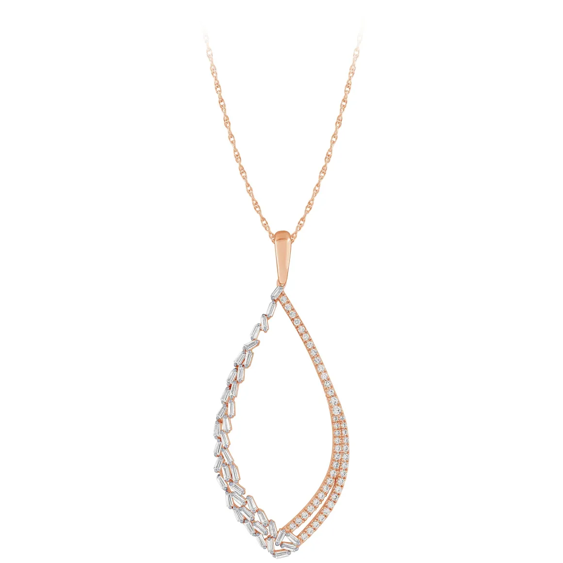 Waterfall Diamonds Pendant in 14K Rose Gold .42ct